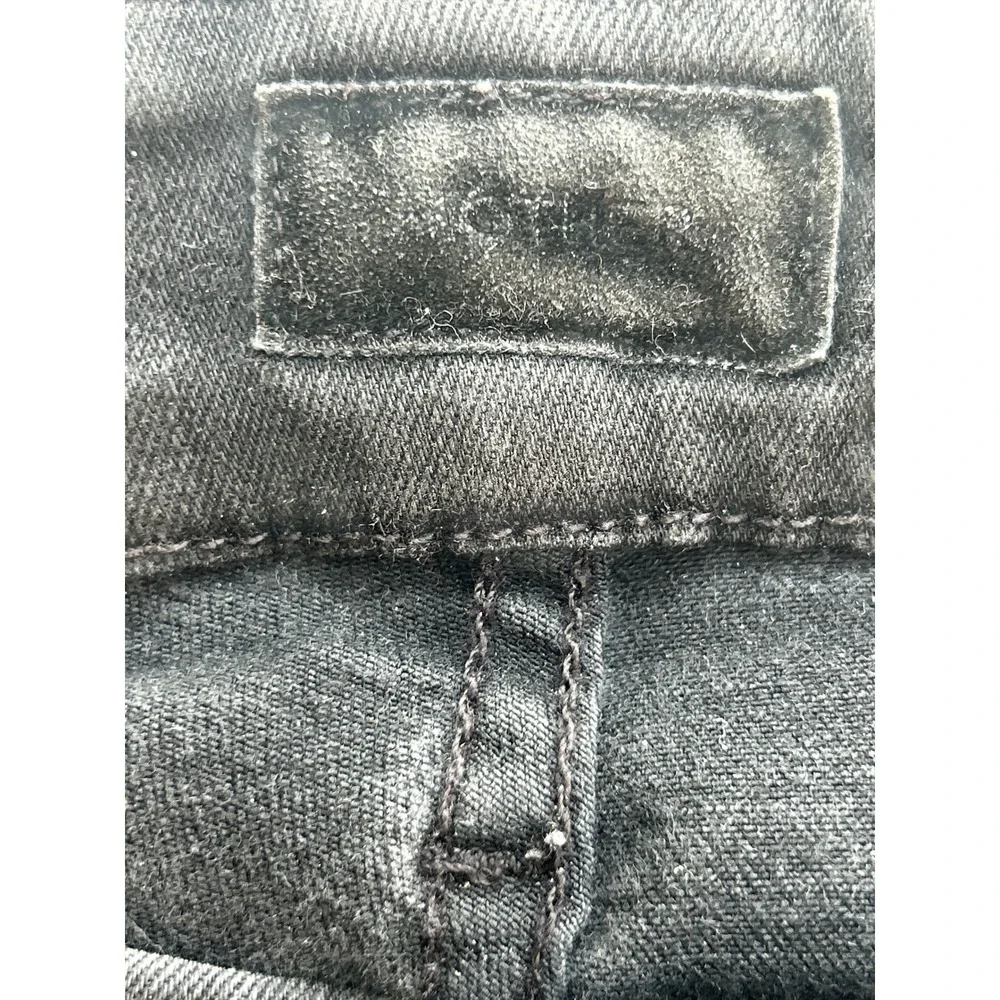 MOTHER The Pixie Ankle Fray High Rise Button Fly Skinny Jeans Black Wash Size 26